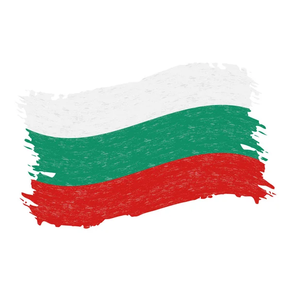 Flagga Bulgarien Grunge Abstrakt Penseldraget Isolerad Vit Bakgrund Vektorillustration Flagga — Stock vektor