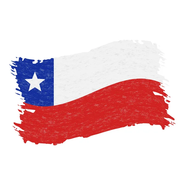 Flagge von Chile, Grunge abstrakter Pinselstrich isoliert auf weißem Hintergrund. Vektorillustration. — Stockvektor