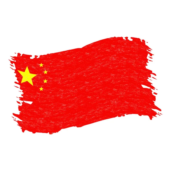 Drapeau de la Chine, coup de pinceau abstrait Grunge isolé sur un fond blanc. Illustration vectorielle . — Image vectorielle