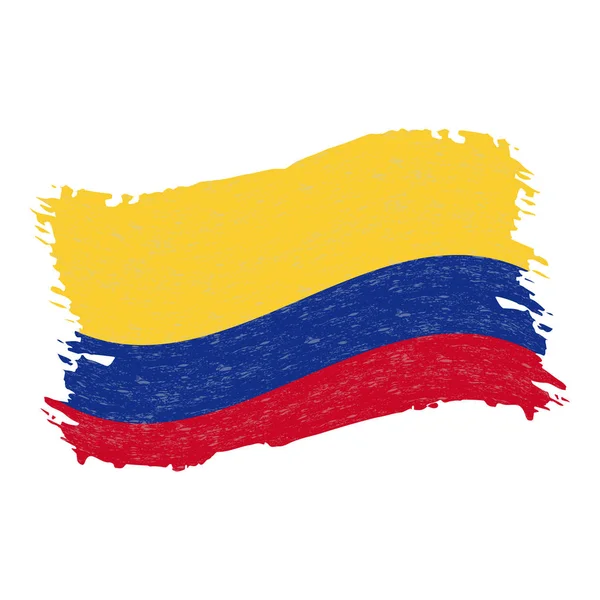 Bandera de Colombia, Grunge Pincelada Abstracta Aislada Sobre un Fondo Blanco. Ilustración vectorial . — Archivo Imágenes Vectoriales