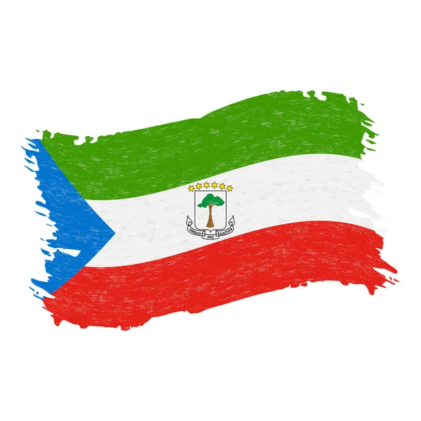 Flagga av Ekvatorialguinea, Grunge abstrakt penseldraget isolerad på en vit bakgrund. Vektorillustration. — Stock vektor