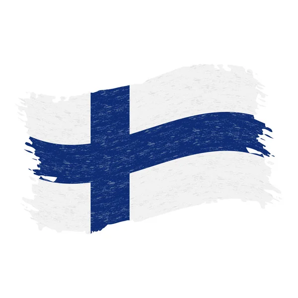 Finlandiya, beyaz bir arka plan üzerinde izole Grunge soyut fırça darbesi bayrağı. Vektör çizim. — Stok Vektör