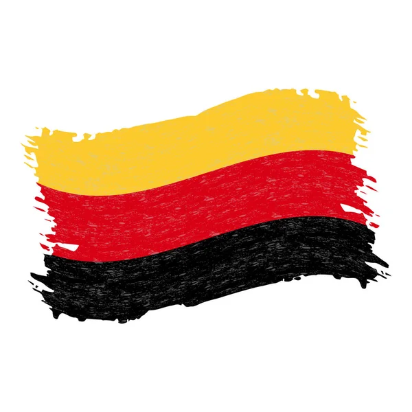 Németország, Grunge absztrakt ecsetvonás elszigetelt fehér Background zászlaja. Vektoros illusztráció. — Stock Vector