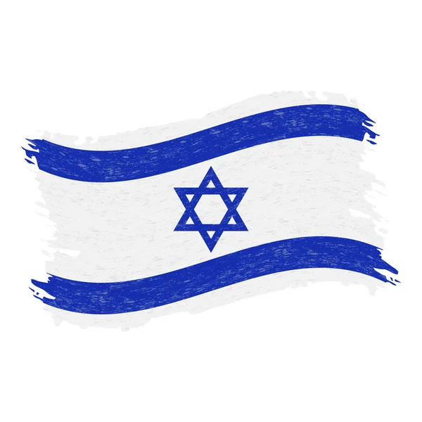 İsrail, beyaz bir arka plan üzerinde izole Grunge soyut fırça darbesi bayrağı. Vektör çizim. — Stok Vektör