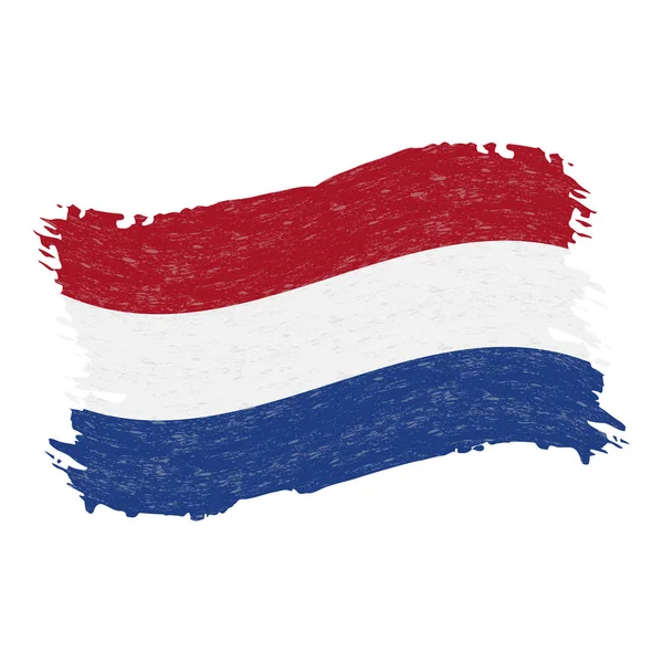 Flaga Holandii, Grunge abstrakcyjne pociągnięcia pędzlem na białym tle na białym tle. Ilustracja wektorowa. — Wektor stockowy