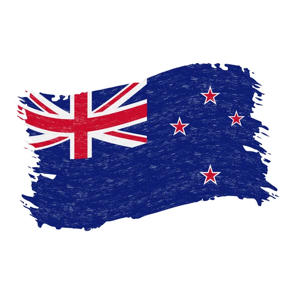 Flaga Nowej Zelandii, Grunge abstrakcyjne pociągnięcia pędzlem na białym tle na białym tle. Ilustracja wektorowa. — Wektor stockowy