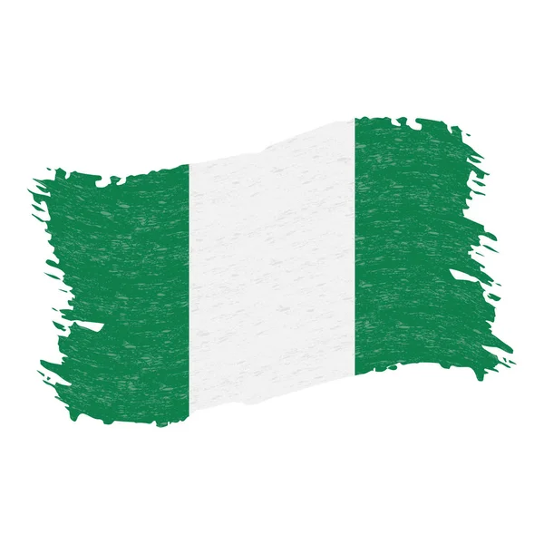 Bandiera della Nigeria, Grunge Astratto Pennellata isolato su uno sfondo bianco. Illustrazione vettoriale . — Vettoriale Stock