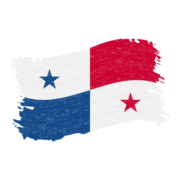 パナマでは、白い背景で隔離グランジ抽象的なブラシ ストロークの旗。ベクトル図. — ストックベクタ