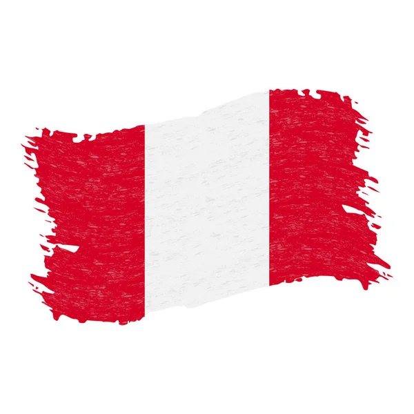 Flaga Peru, Grunge abstrakcyjne pociągnięcia pędzlem na białym tle na białym tle. Ilustracja wektorowa. — Wektor stockowy