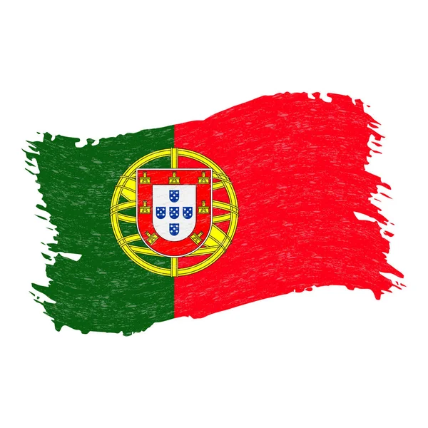 Flagge Portugals, Grunge abstrakter Pinselstrich isoliert auf weißem Hintergrund. Vektorillustration. — Stockvektor