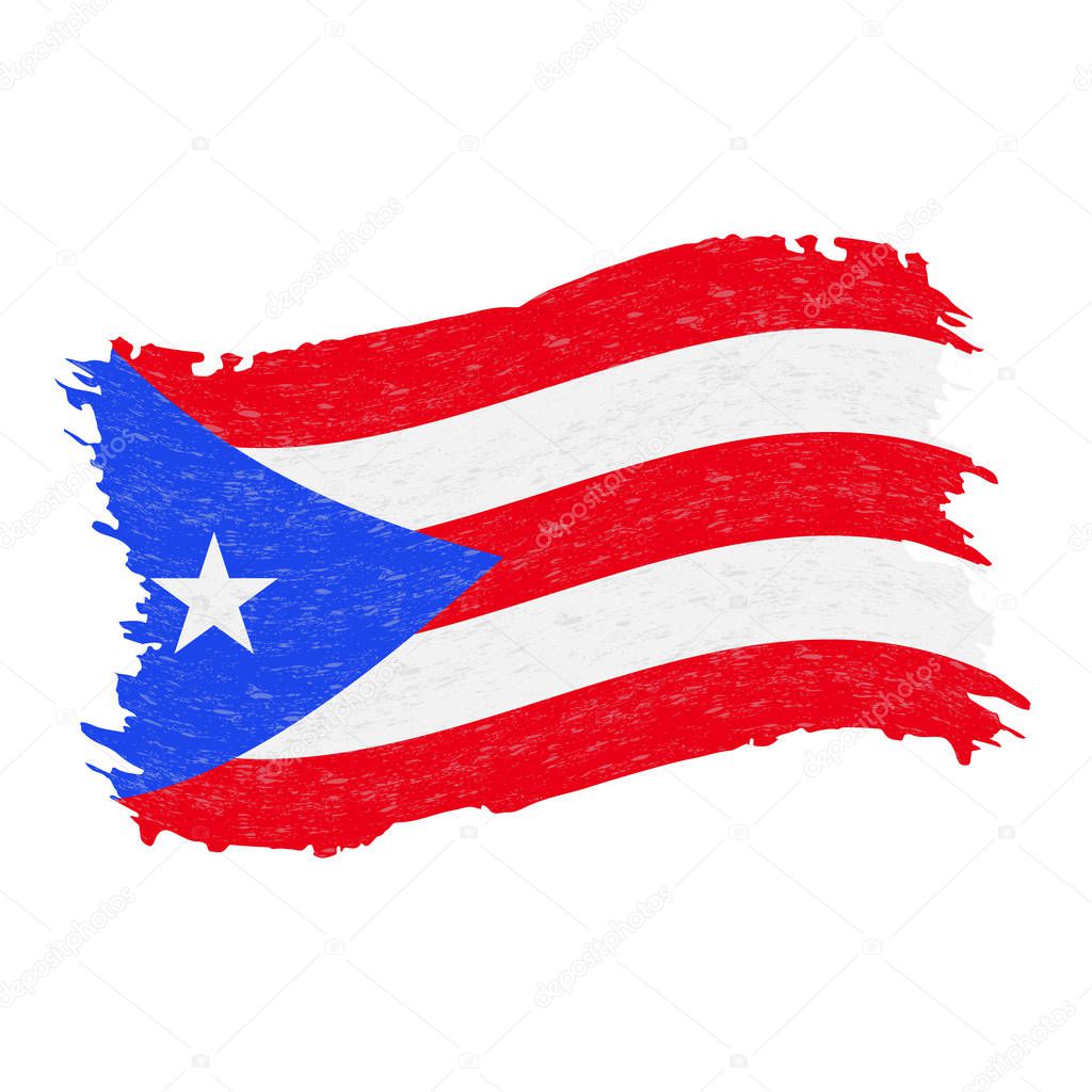 Flag of Puerto Rico, Grunge Abstract Brush Stroke Isolated On A White Background. Vector Illustration.