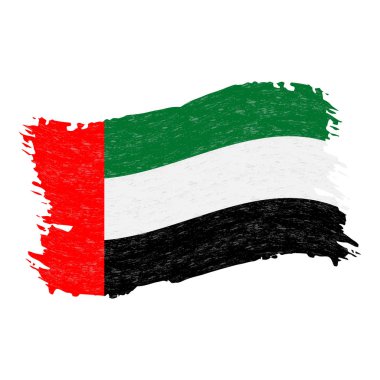 Birleşik Arap Emirlikleri, beyaz bir arka plan üzerinde izole Grunge soyut fırça darbesi bayrağı. Vektör çizim.