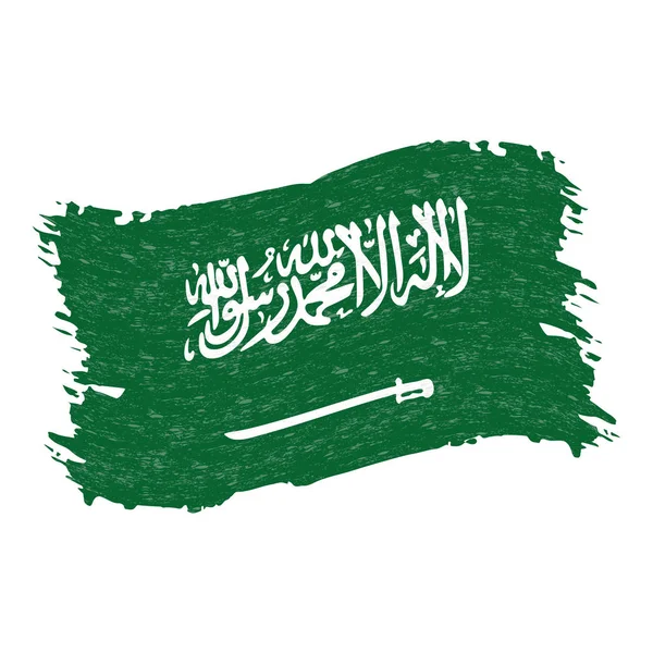 Flagge Saudi Arabiens, Grunge abstrakter Pinselstrich isoliert auf weißem Hintergrund. Vektorillustration. — Stockvektor