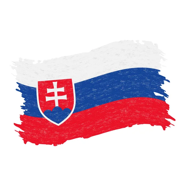 Flaggan i Slovakien, Grunge abstrakt penseldraget isolerad på en vit bakgrund. Vektorillustration. — Stock vektor