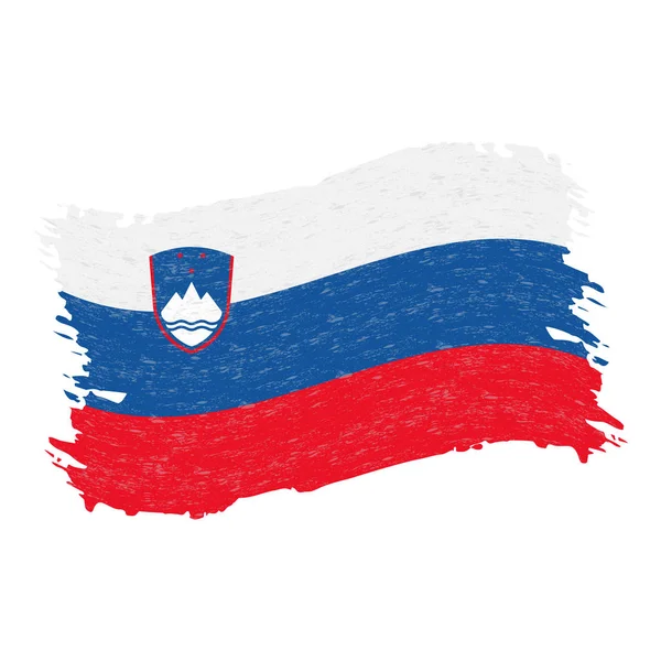 Flag of Slovenia, Grunge Abstract Brush Stroke Isolated On A White Background. Vector Illustration. — Stock Vector