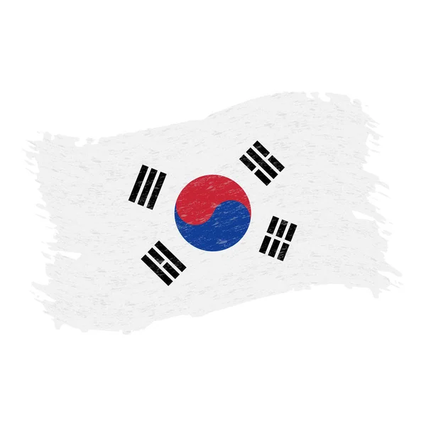 Bandiera della Corea del Sud, Grunge Abstract Brush Stroke isolata su sfondo bianco. Illustrazione vettoriale . — Vettoriale Stock