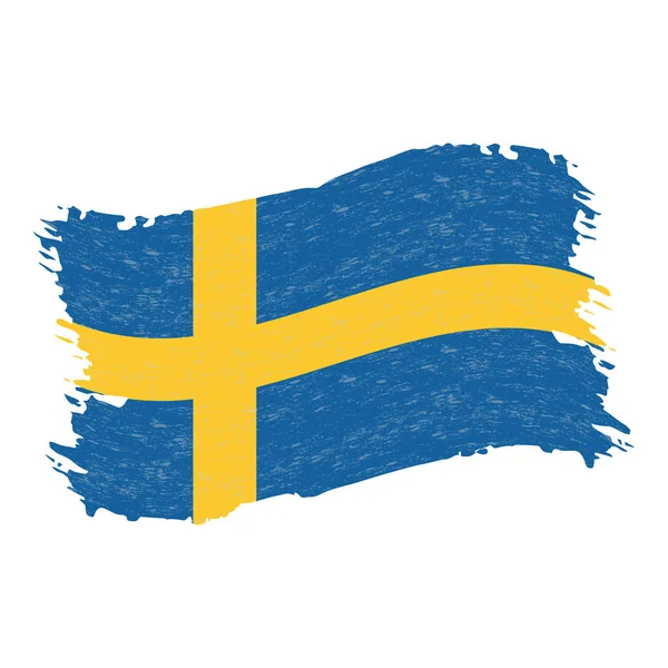 Flag of Sweden, Grunge Abstract Brush Stroke Isolated On A White Background. Vector Illustration. — Stock Vector