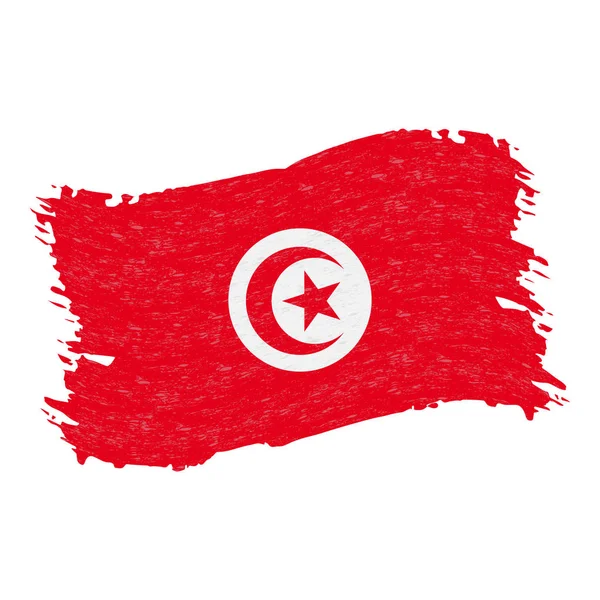 Flagga av Tunisien, Grunge abstrakt penseldraget isolerad på en vit bakgrund. Vektorillustration. — Stock vektor