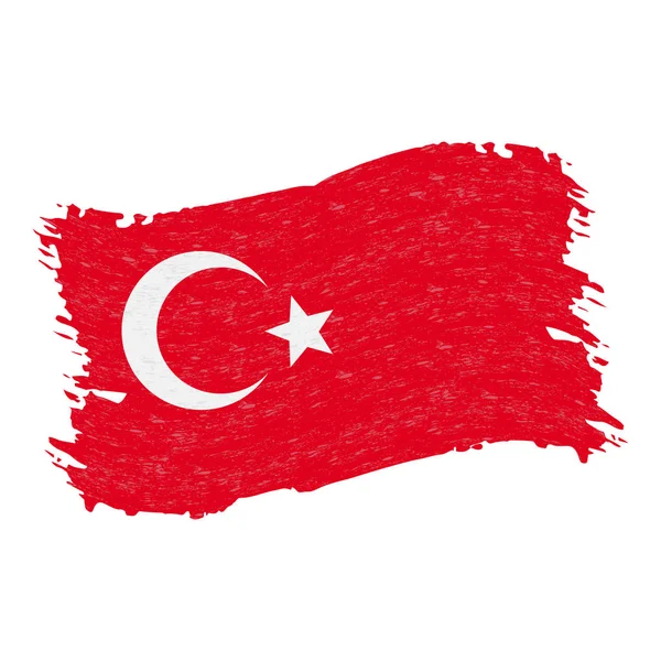 Bandera de Turquía, Grunge Abstract Brush Stroke Aislado sobre un fondo blanco. Ilustración vectorial . — Vector de stock