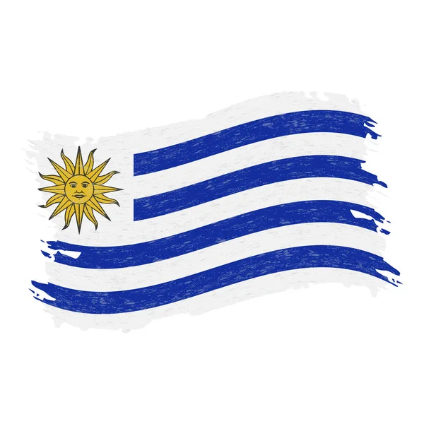 Bandera de Uruguay, Grunge Pincelada Abstracta Aislada Sobre un Fondo Blanco. Ilustración vectorial . — Vector de stock