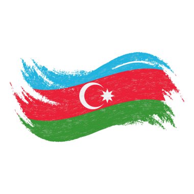 Ulusal bayrak, Azerbaycan, fırça darbeleri, beyaz bir arka plan üzerinde izole kullanılarak tasarlanmış. Vektör çizim.