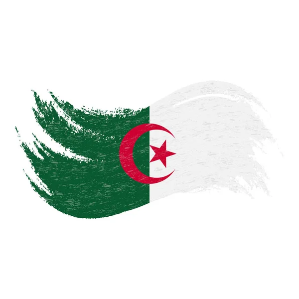 Nationalflagge von Algerien, entworfen mit Pinselstrichen, isoliert auf weißem Hintergrund. Vektorillustration. — Stockvektor