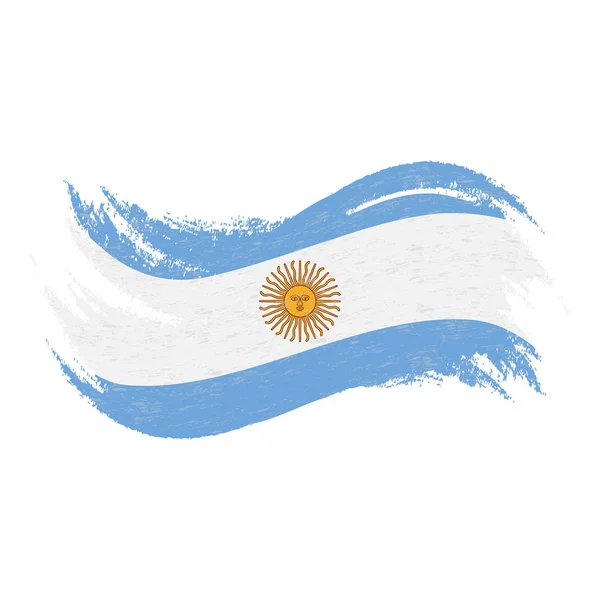 Bandera Nacional de Argentina, Diseñada Usando Pinceladas, Aislada Sobre Un Fondo Blanco. Ilustración vectorial . — Vector de stock