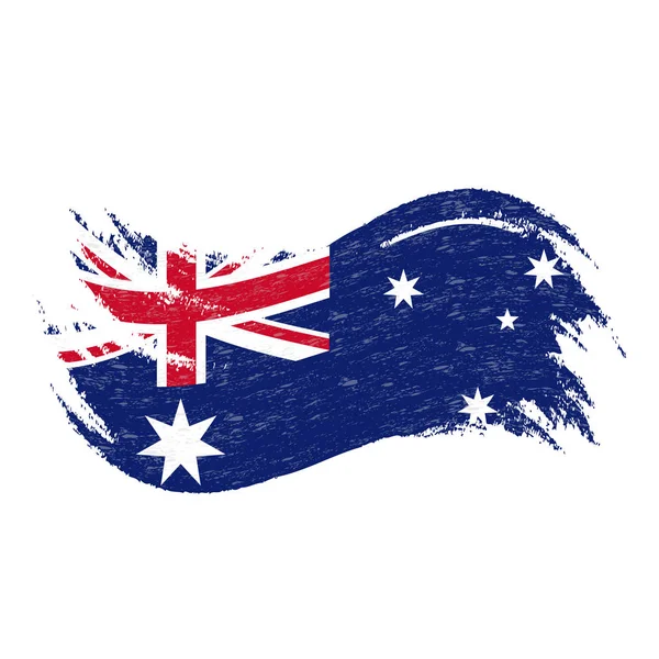 Nationalflagge Australiens, entworfen mit Pinselstrichen, isoliert auf weißem Hintergrund. Vektorillustration. — Stockvektor