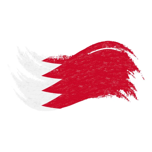 Nationalflagge des Bahrains, entworfen mit Pinselstrichen, isoliert auf weißem Hintergrund. Vektorillustration. — Stockvektor