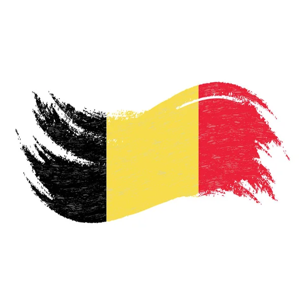 Belgium, ecsetvonások, elszigetelt fehér Background alkalmazva nemzeti zászlaja. Vektoros illusztráció. — Stock Vector