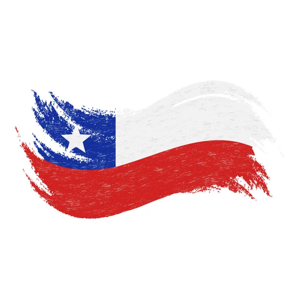 Bandera Nacional de Chile, Diseñada Usando Pinceladas, Aislada Sobre Un Fondo Blanco. Ilustración vectorial . — Archivo Imágenes Vectoriales