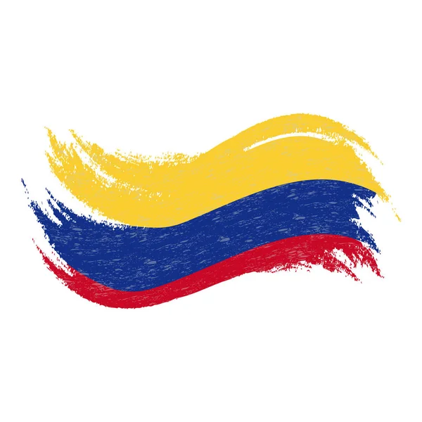 흰색 배경에 고립 된 브러시 스트로크를 사용 하 여 설계 하는 콜롬비아의 국가 플래그. 벡터 일러스트 레이 션. — 스톡 벡터