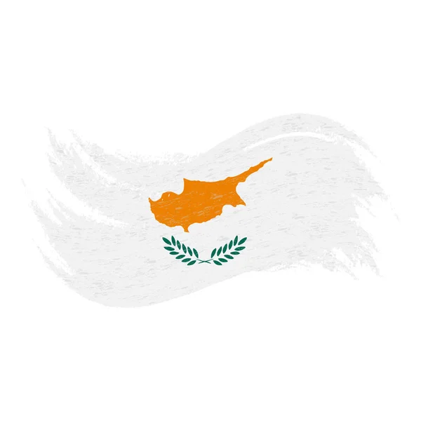白い背景で隔離のブラシ ストロークを使用して設計されて、キプロスの国旗。ベクトル図. — ストックベクタ