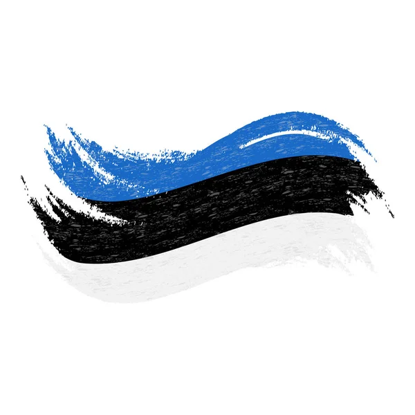Bandeira Nacional da Estônia, projetado usando pinceladas, isolado em um fundo branco. Ilustração vetorial . — Vetor de Stock