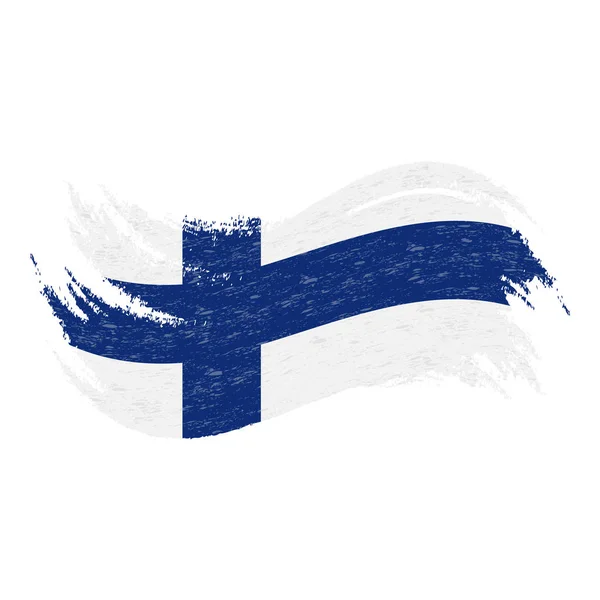 Flagga Finland, konstruerad med penseldrag, isolerad på en vit bakgrund. Vektorillustration. — Stock vektor