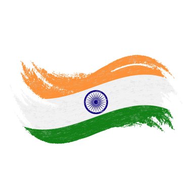 Hindistan, fırça darbeleri, beyaz bir arka plan üzerinde izole kullanılarak tasarlanmış ulusal bayrak. Vektör çizim. Kullanım için broşürler, basılı malzemeler, logolar, bağımsızlık günü.