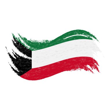 Ulusal bayrak Kuveyt, fırça darbeleri, beyaz bir arka plan üzerinde izole kullanılarak tasarlanmış. Vektör çizim.