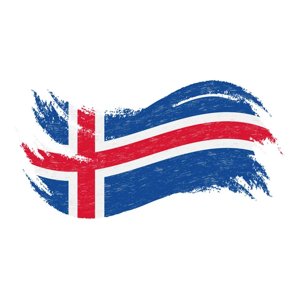 Nationale vlag van IJsland, ontworpen met behulp van penseelstreken, geïsoleerd op een witte achtergrond. Vectorillustratie. — Stockvector