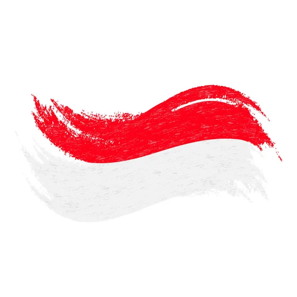 Nationalflagge Indonesiens, entworfen mit Pinselstrichen, isoliert auf weißem Hintergrund. Vektorillustration. — Stockvektor