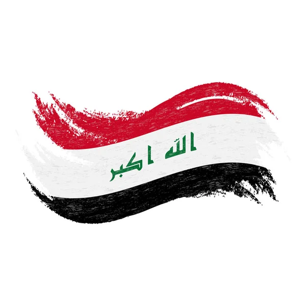 Nationalflagge des Irak, mit Pinselstrichen gestaltet, isoliert auf weißem Hintergrund. Vektorillustration. — Stockvektor