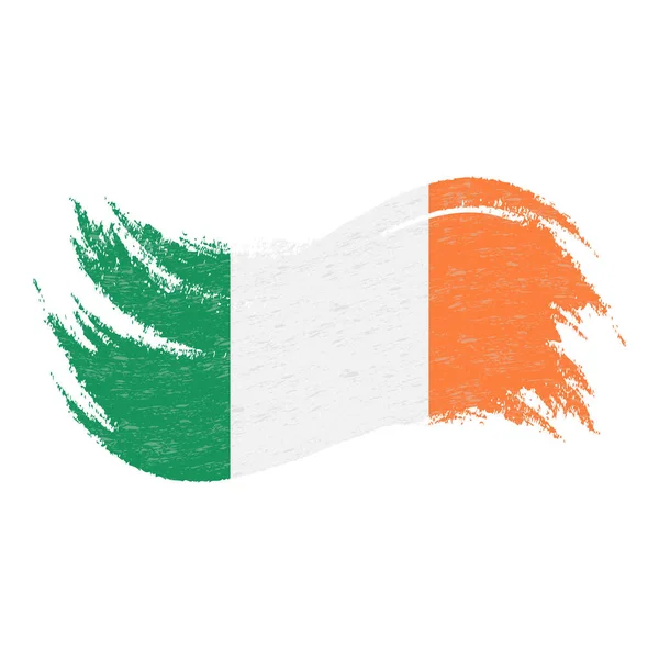 Bandera Nacional de Irlanda, diseñada con pinceladas, aislada sobre un fondo blanco. Ilustración vectorial . — Archivo Imágenes Vectoriales