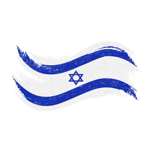 흰색 배경에 고립 된 브러시 스트로크를 사용 하 여 설계 하는 이스라엘의 국가 플래그. 벡터 일러스트 레이 션. — 스톡 벡터
