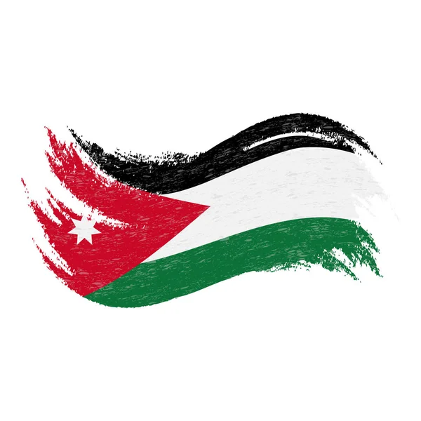 Státní vlajka Jordánska, navržené pomocí tahů štětce, izolované na bílém pozadí. Vektorové ilustrace. — Stockový vektor