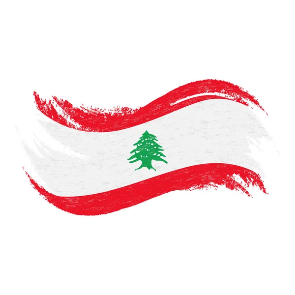 Bandiera Nazionale del Libano, Progettato utilizzando pennellate, isolato su uno sfondo bianco. Illustrazione vettoriale . — Vettoriale Stock
