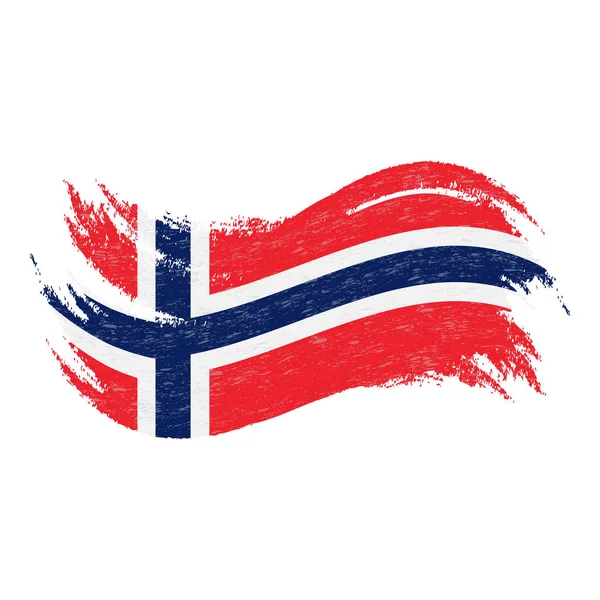 Nationale vlag van Noorwegen, ontworpen met behulp van penseelstreken, geïsoleerd op een witte achtergrond. Vectorillustratie. — Stockvector
