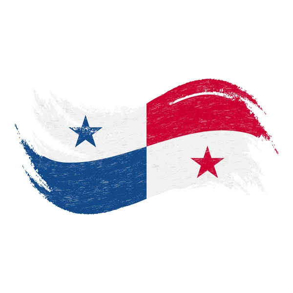 Bandeira Nacional do Panamá, projetada usando traços de escova, isolada em um fundo branco. Ilustração vetorial . — Vetor de Stock