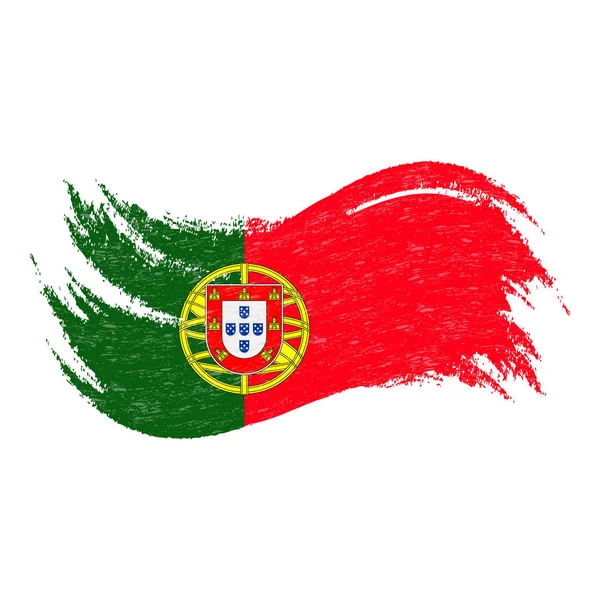 葡萄牙国旗, 用画笔笔画设计, 在白色背景下被隔离。矢量插图. — 图库矢量图片