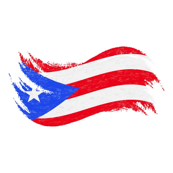 흰색 배경에 고립 된 브러시 스트로크를 사용 하 여 설계 된 푸에르토리코의 국가 플래그. 벡터 일러스트 레이 션. — 스톡 벡터