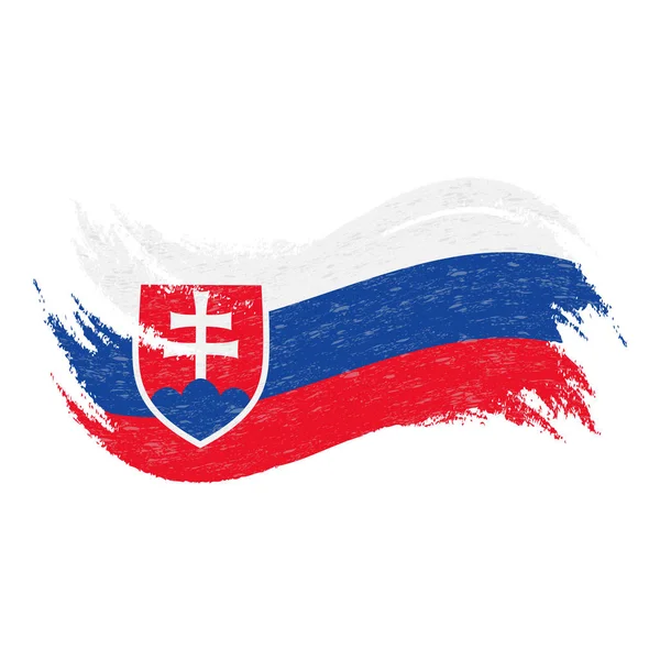 Slovakien, konstruerad med penseldrag, isolerad på en vit bakgrund flagga. Vektorillustration. — Stock vektor