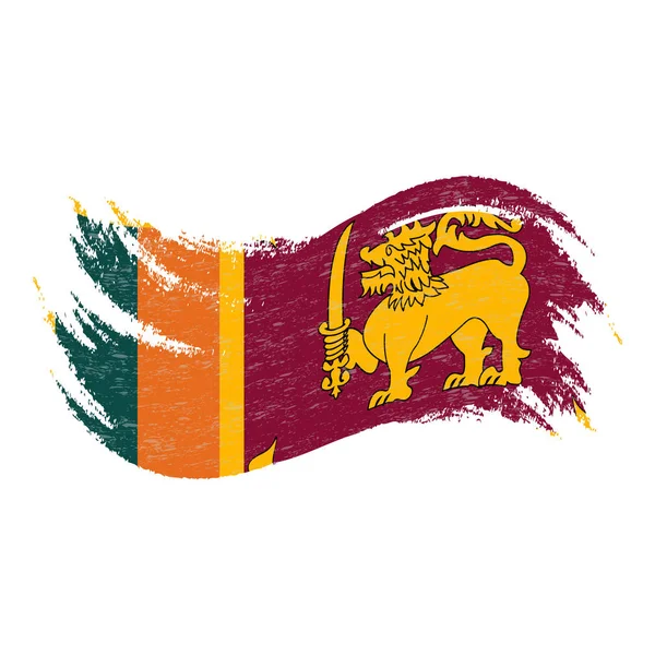 Bandera Nacional de Sri Lanka, diseñada con pinceladas, aislada sobre un fondo blanco. Ilustración vectorial . — Vector de stock